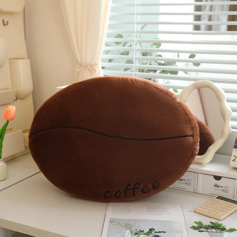 Simulation 13/50cm Coffee Bean Plushies Doll Pendant Soft Stuffed Plant Lifelike Coffee Bean Pillow Sofa Chair Cushion Home Deco