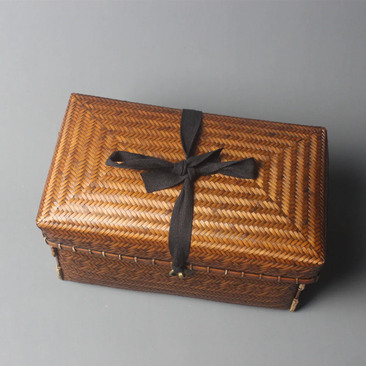 New bamboo hand-woven storage bag household bamboo woven basket tea set storage basket tea ceremony zero handicraft