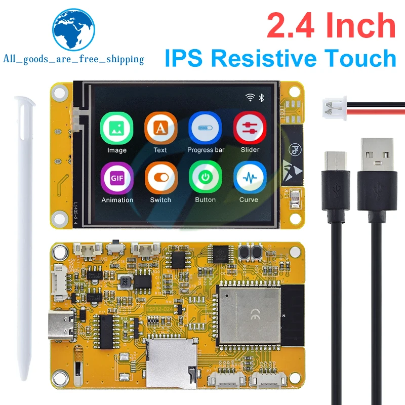 TZT ESP32 LVGL WIFI&Bluetooth Development Board 2.4 inch LCD TFT Module 240*320 Smart Display Screen With Touch WROOM