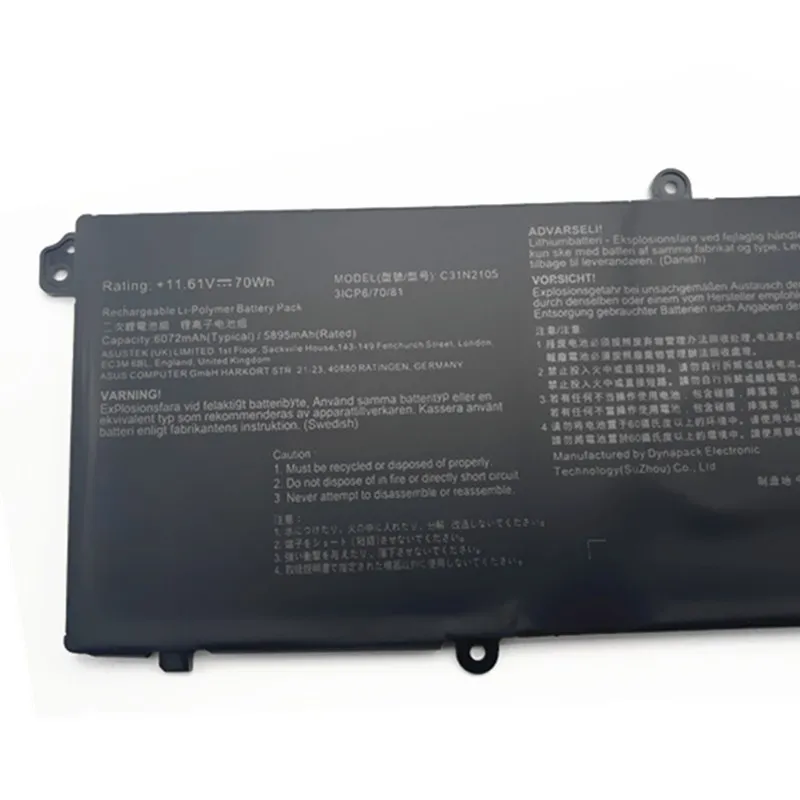 Imagem -02 - Bateria do Portátil Asus Twin 15 Notebook K3502za12500 K3502za K3502 C31n2105 K3502za K3502 C31n21051 Ux3404vc 11.61v 70wh Adequado