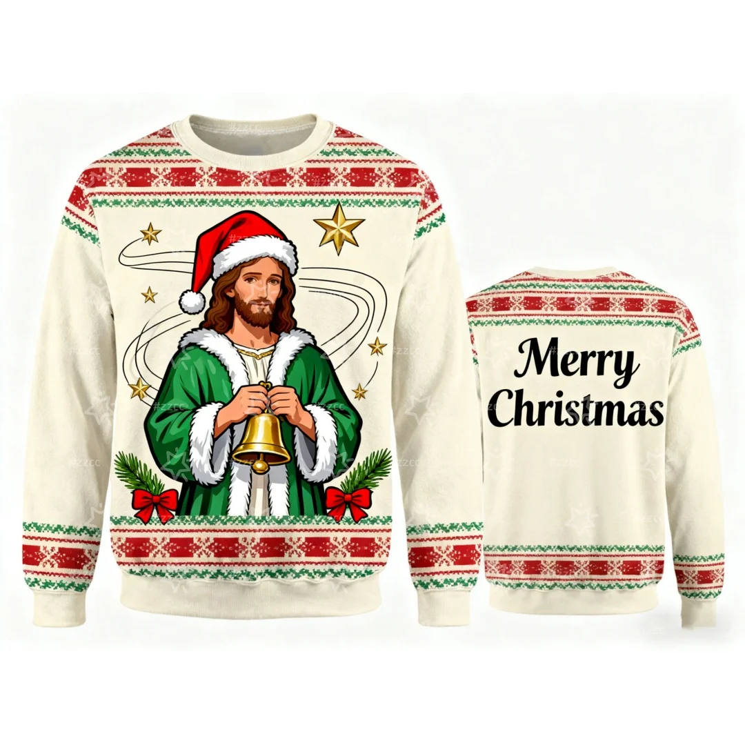 عيد الميلاد يسوع الجرافيك بلوزات ثلاثية الأبعاد طباعة الخريف الترفيه بلوزات Y2K الأطفال هوديس الرجال والنساء بلوزات #3