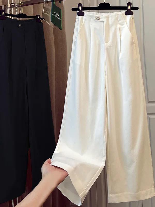 

Authentic Fall 2025 plus Size Wide Leg Straight Cut Pants Women's Workwear Casual Trousers Comfortable Cotton High Waist