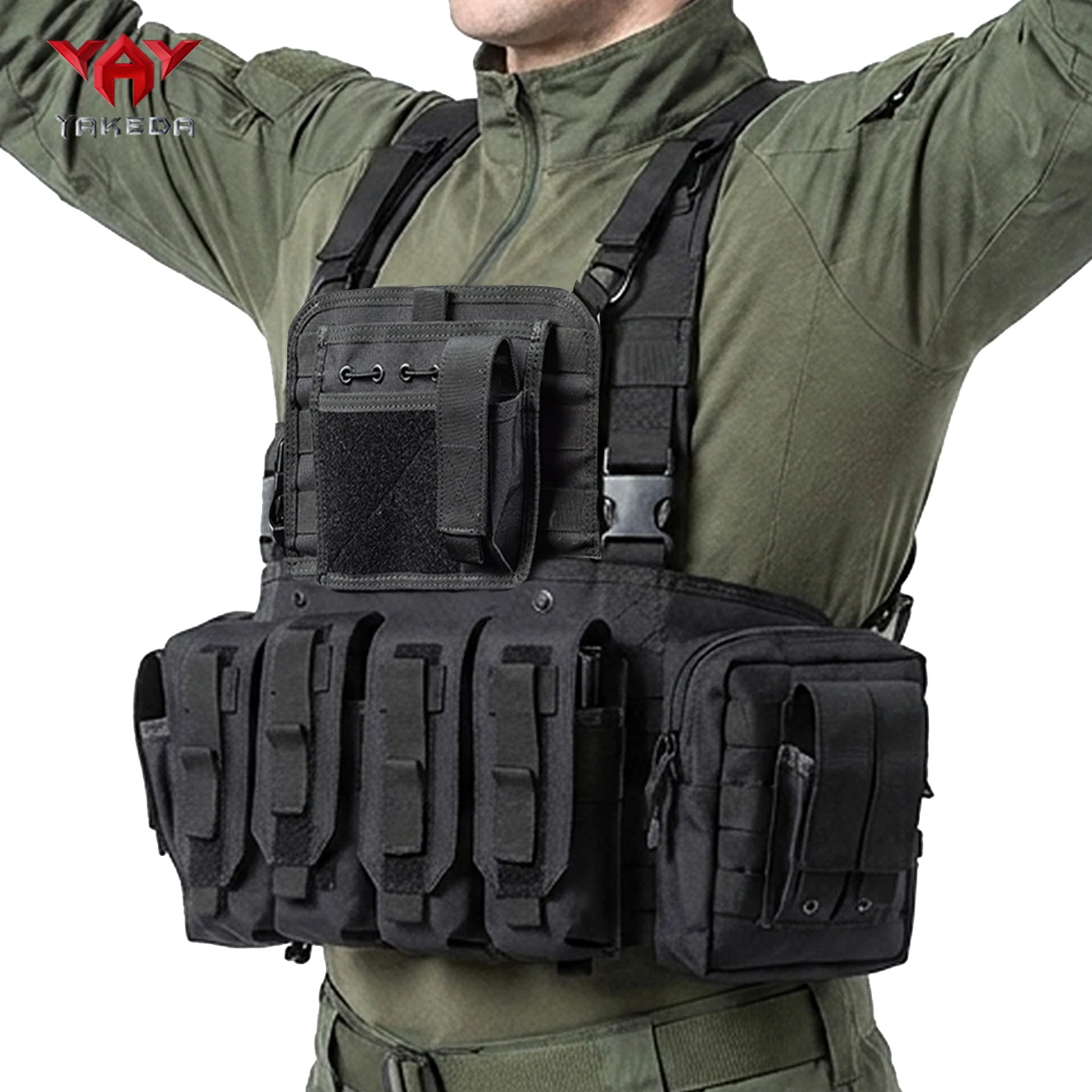 YAKEDA adjustable shoulder strap, independent device storage compartment, hollow back outdoor hunting vest