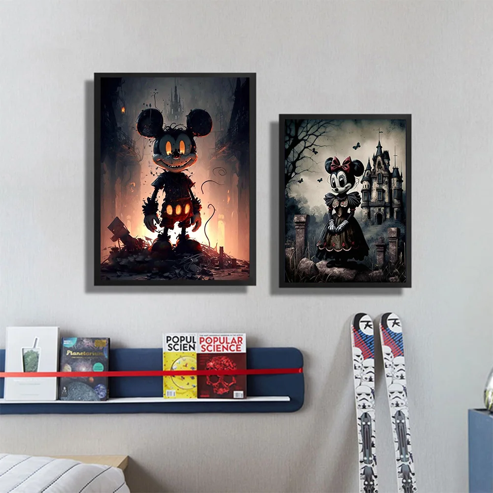 Disney Dark Mickey Minnie Mouse Wall Art Canvas Painting Prints Poster Cartoon Picture Modern Living Room Bedroom Home Decor