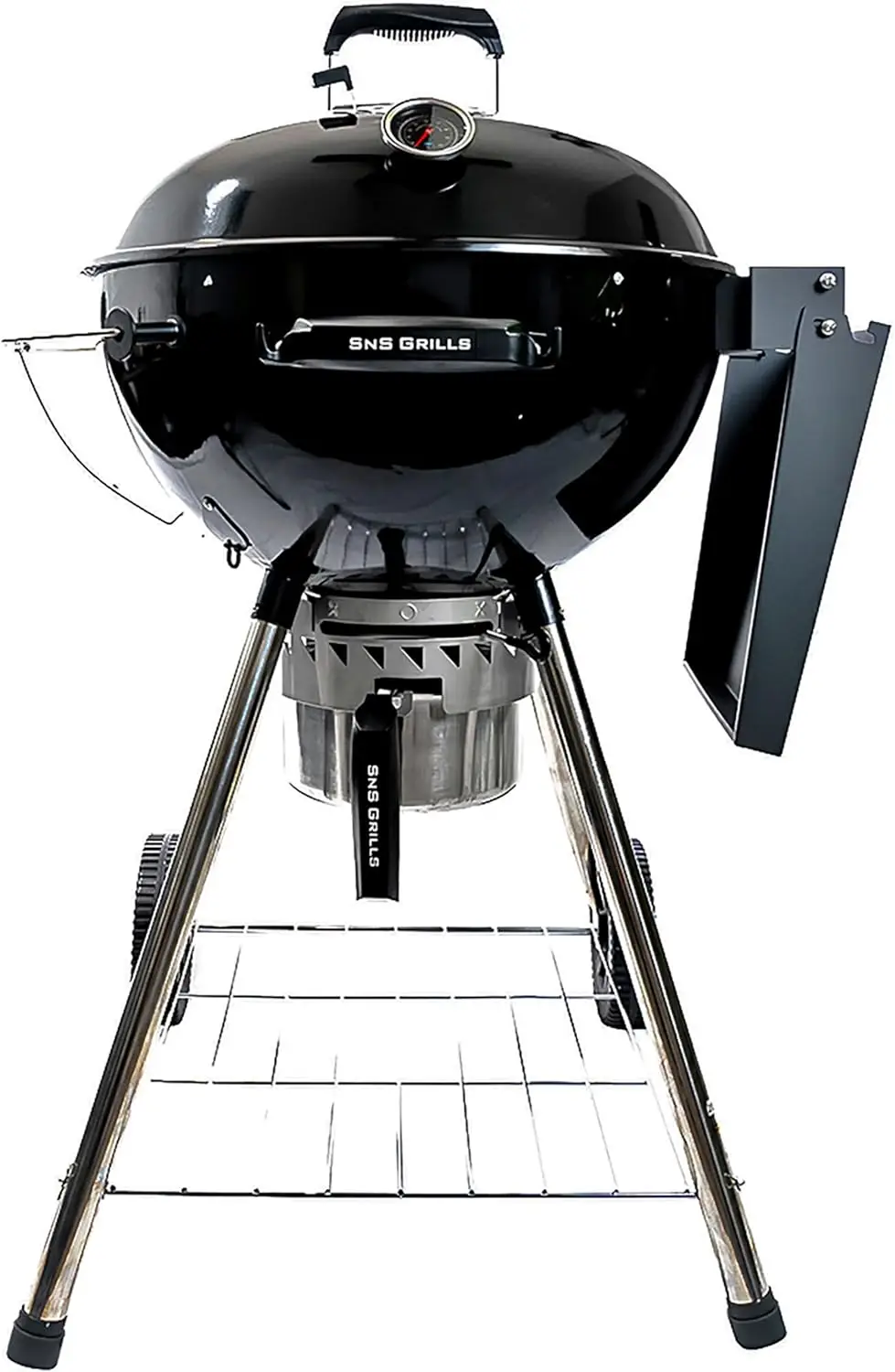 SnS Grills Slow ‘N Sear Kettle Grill with Deluxe Insert and Easy Spin Grate for Two-Zone Charcoal Grill Cooking, Low ‘N Slow Smo