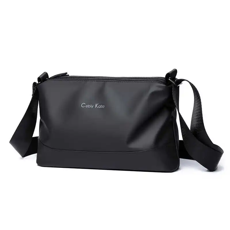 Trendy Men\'s  Crossbody Bag Lightweight Summer Casual Large Capaci Commuter oulder Bag Nylon Material Zipper Closure