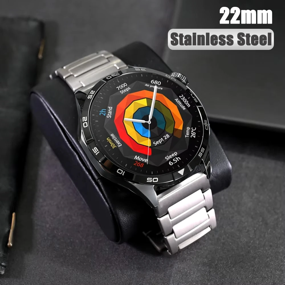 22 مللي متر حزام معدني فاخر لساعة هواوي GT 5 Pro 46 مللي متر سوار عمل رجل من الفولاذ المقاوم للصدأ لساعة هواوي 3/4Pro GT5 GT4 GT3 GT2
