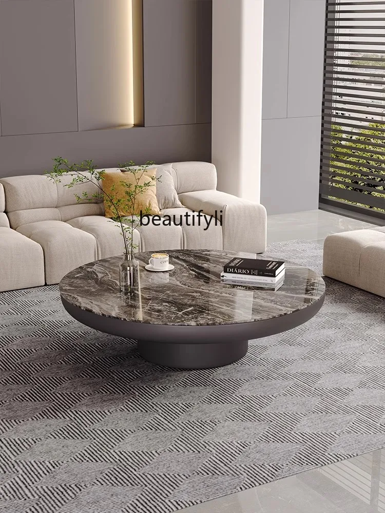 Super Crystal Stone round Venice Brown Tea Table Light Luxury Home Living Room Designer Tea Table