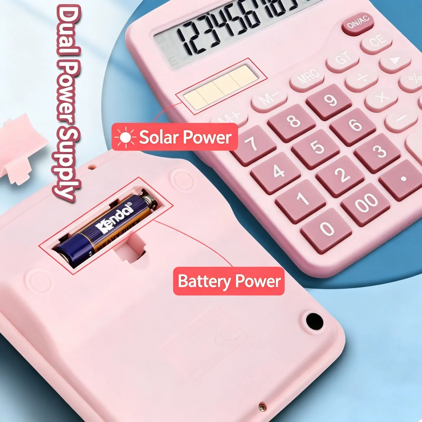 12 Digits Real Solar Calculator Dual Power Supply Large Screen Financial Accounting Desktop Computer Office Supplies Calculator view 4