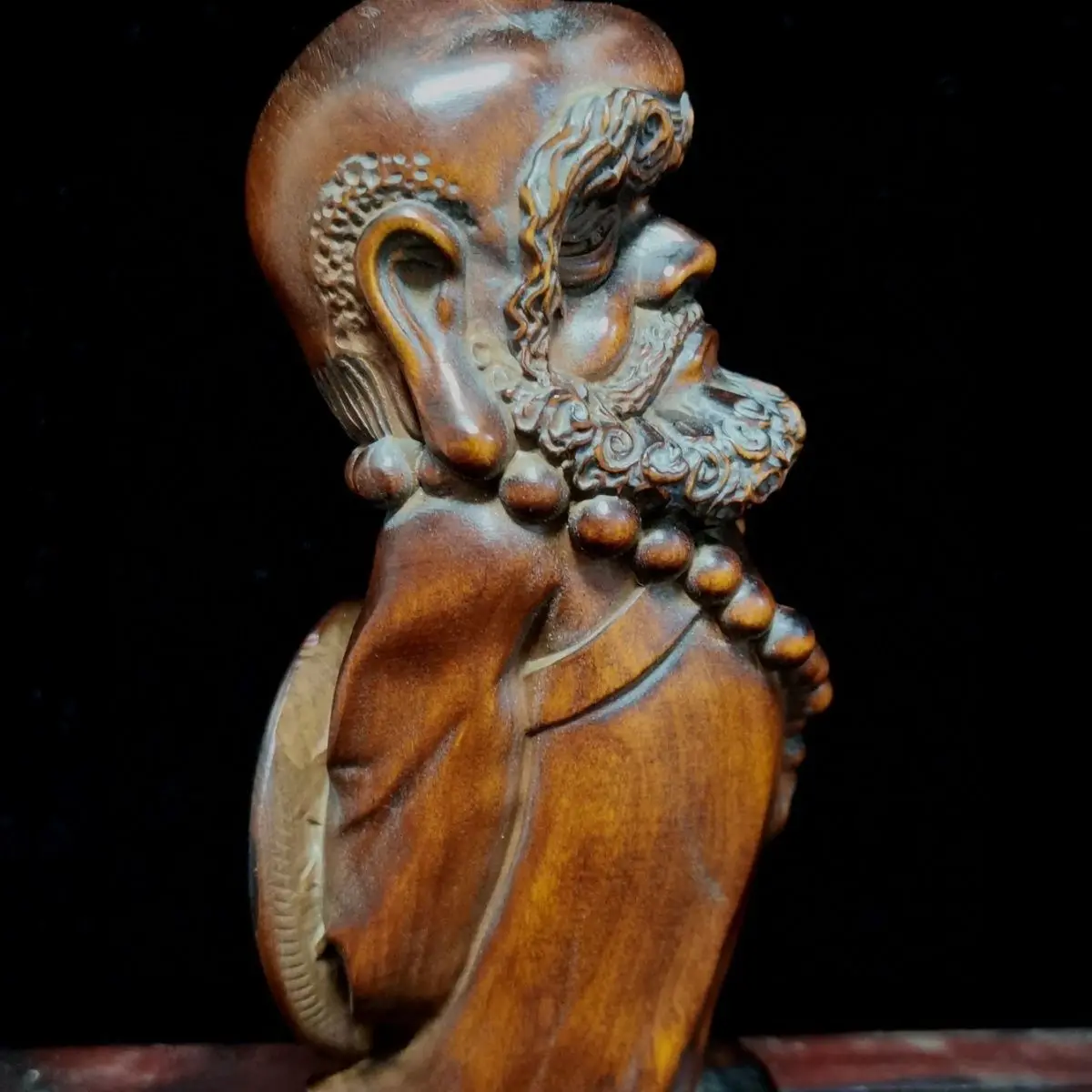 Hand Carved Wood Meditation buddhist bodhidharma patriarch Statue Figurine Desktop Ornaments Home Decoration