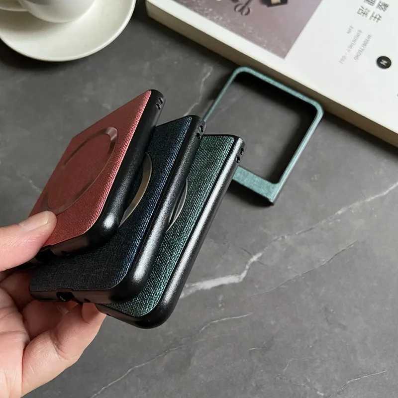 Casing Magnetik Tekstur Kain Kain untuk Motorola Moto Razr 60 50 Ultra 40 5G 2022 2020 Penutup Pengisi Daya Nirkabel Aman Mag Tahan Benturan