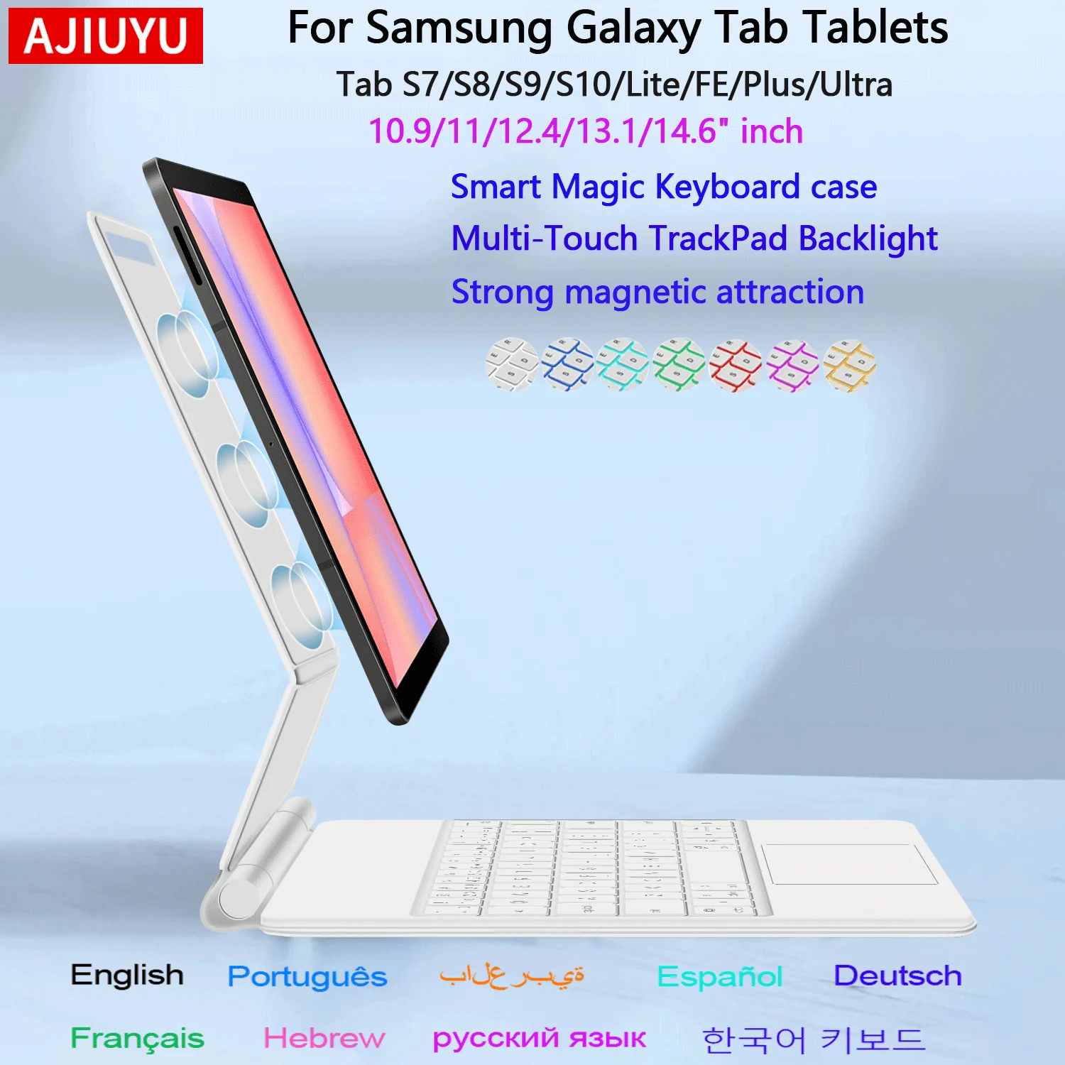 Magic Keyboard Case for Samsung Galaxy Tab S10 Lite 10.9 SM X400 X406 X406F S7 S8 S9 S10 FE Plus Ultra Tablet Smart Cover Folio