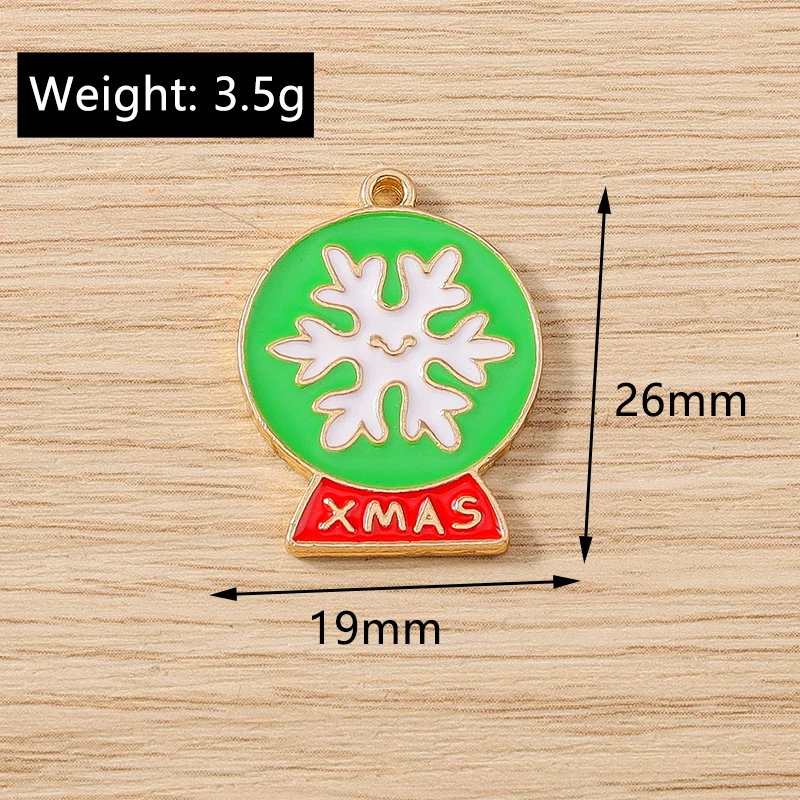 10 Stück gemischte niedliche Emaille-Anhänger mit Weihnachtsbaum-, Glocken- und Weihnachtsmann-Motiven für die Schmuckherstellung, Ohrringe, Halsketten, DIY-Bastelzubehör – Detail 6
