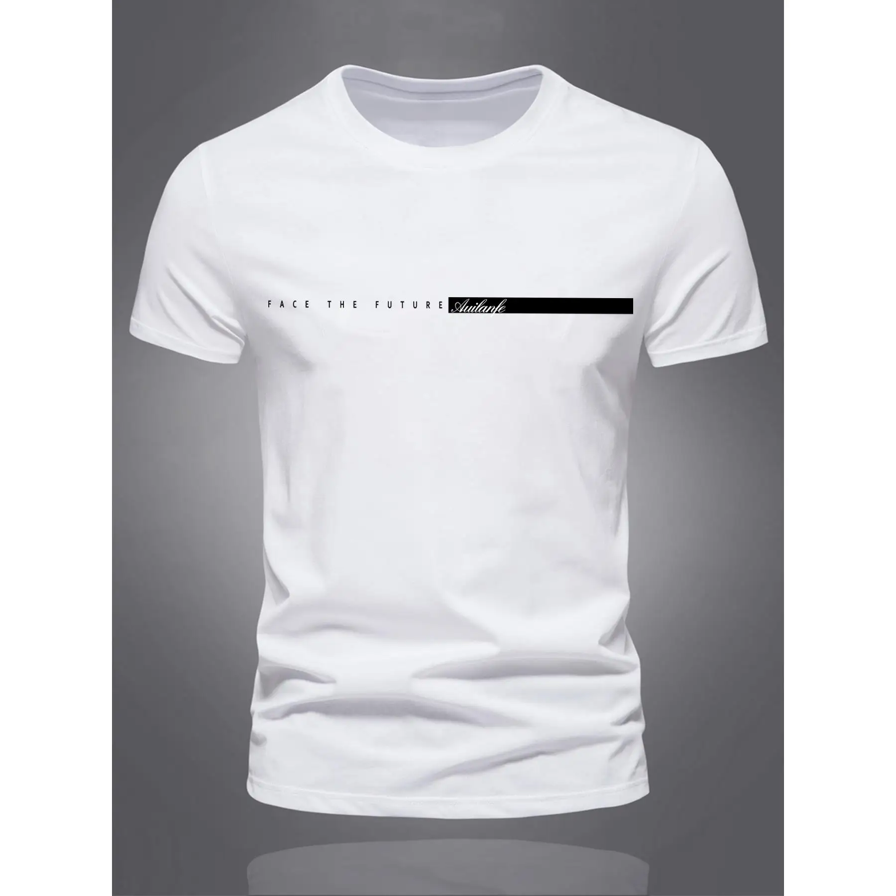 تي شيرت رجالي صيفي كاجوال رياضي فضفاض كبير الحجم بنمط حروف بسيط مطبوع برقبة دائرية وأكمام قصيرة #1