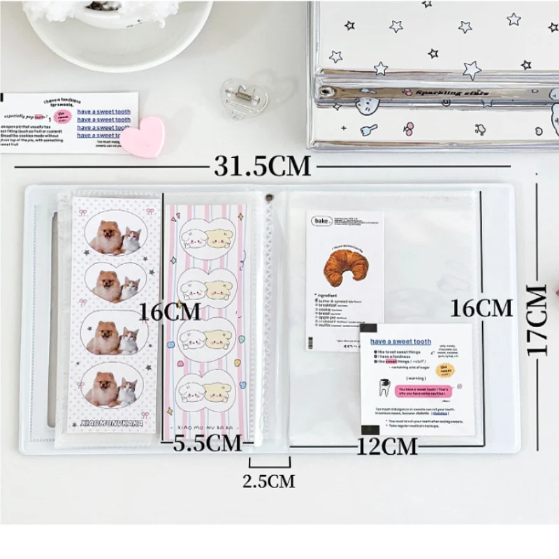 Cartoon Silver 4 Grid Idol Card Photo Booth Album For 40 Pcs 2x6 Inch Photo Strips Bookmark 20 Pcs 4x6 4R Photo Holder