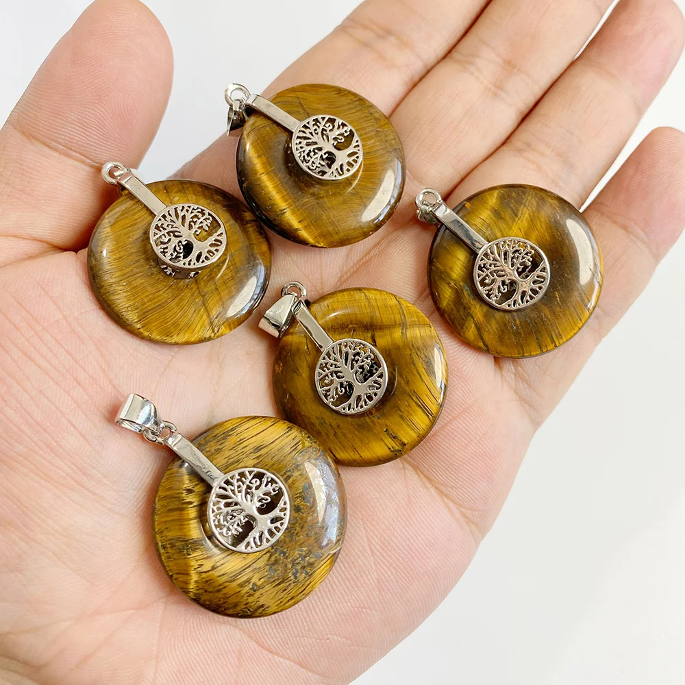 2PCS/Lot Natural StoneTiger Eye Pendant Reiki Healing Wealth Luckly Confidence Gems Charms Pendant For Jewelry Making DIY Supply - view 5