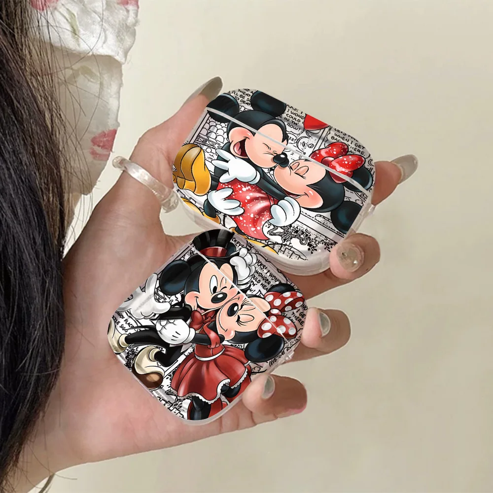 Niedliche Mickey & Minnie Neue Transparente Silikonhülle für Airpods 4 3 Pro 2 1 Kabellose Kopfhörer Pro2 Schutzhüllen