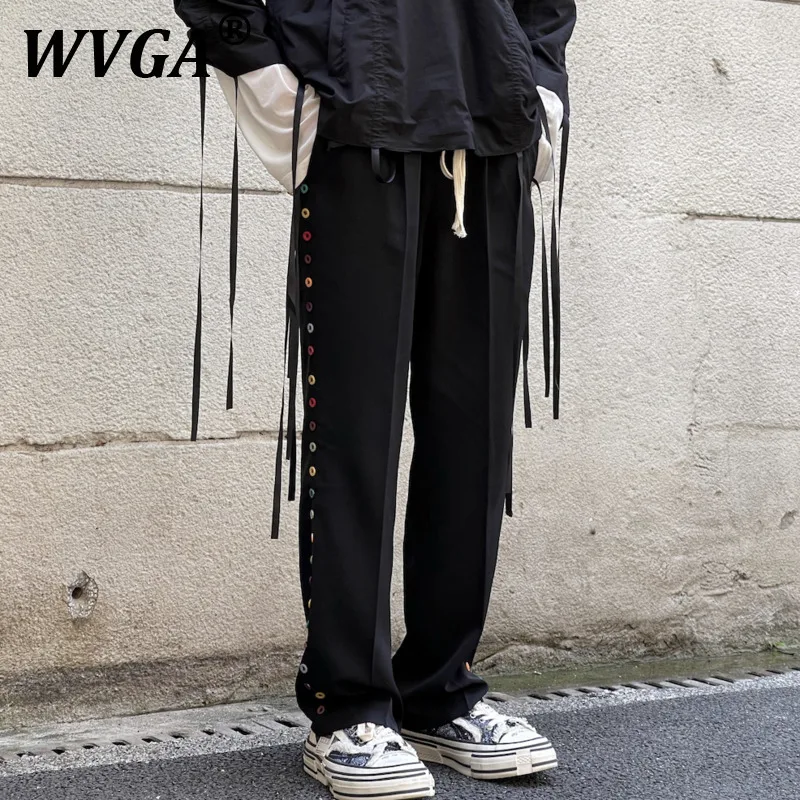 

WVGA Осень Зима Новый Мужской Прилив High Street Красочный Дизайн Пуговиц Модный Размер Нишевые Шикарные Тонкие Широкие Брюки Ins Y2K W9745