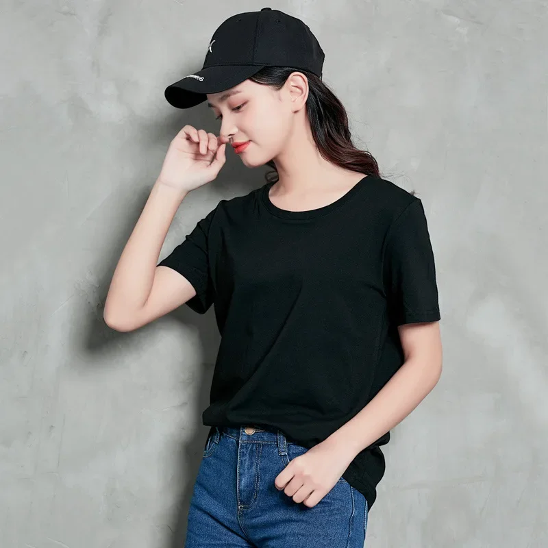 MRMT 2025 Brand New Women's 95 Cotton Short Sleeve T Shirt Women's Loose White Round Neck T Shirt Pure White Base Top Tide