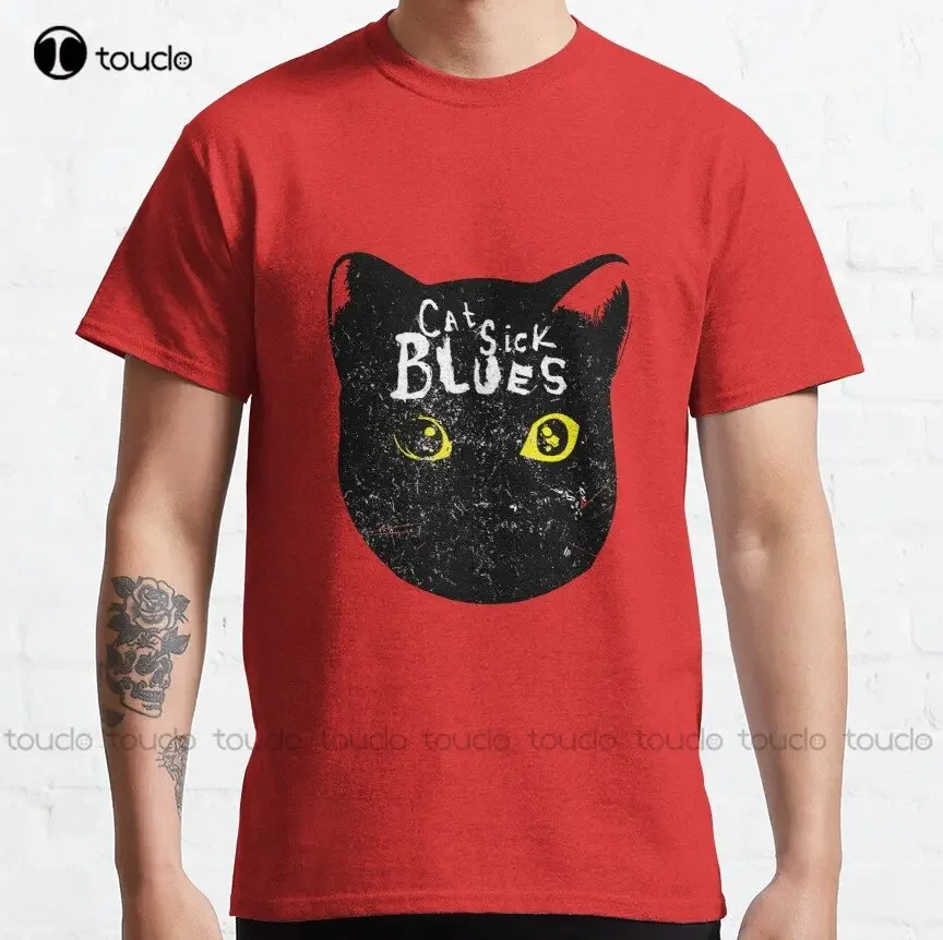 Cat Sick Blues T-Shirt Classic T-Shirt Mens Tshirts Graphic Xs-5Xl Streetwear Unisex Christmas Gift Make Your Design Cartoon