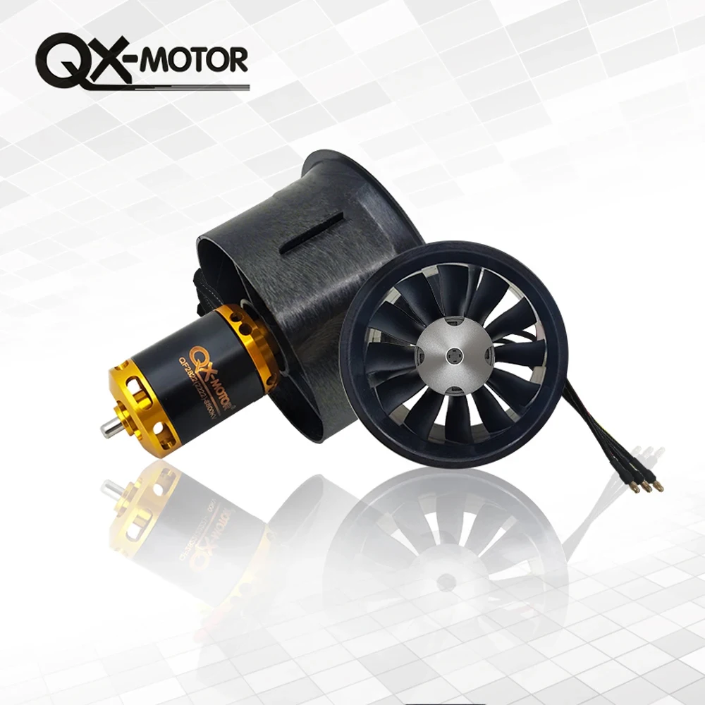 QX-MOTOR EDF 64mm brushless motor 2200/2400/3500/3800/4300kv 3S 4S 6S Lipo with 12 blades Ducted Fan for FMS rc plane