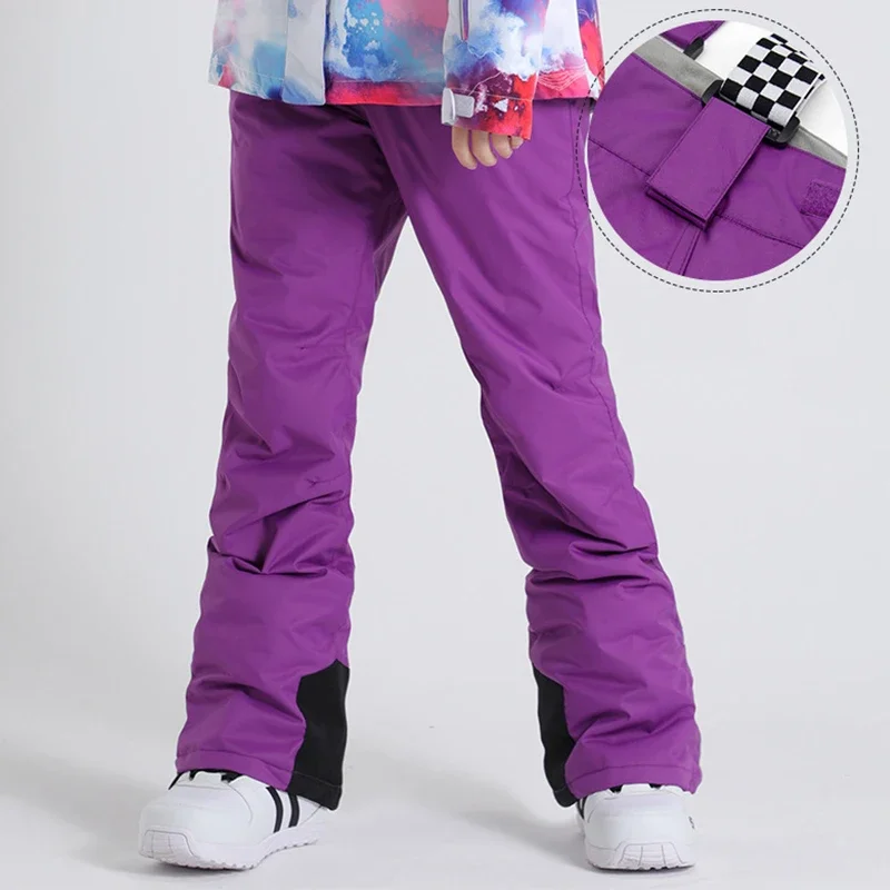 Snowpants do esporte exterior da montanha para mulheres, babadores do snowboard, calças impermeáveis, calças do esqui, windproof, roupa fêmea morna, inverno