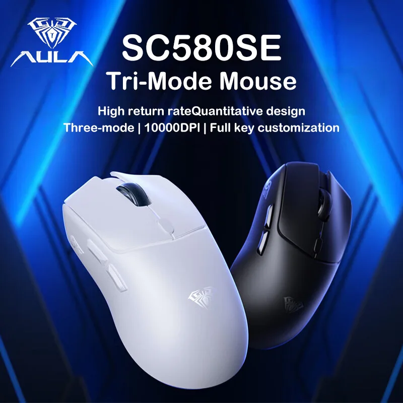 AULA SC580SE Wireless Gaming Mouse Tri-Mode Bluetooth 2.4G 10000 DPI RGB Rechargeable 1000Hz for PC/Laptop/Mac