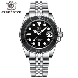 41mm SD1953T Black Ceramic Bezel With Embossed Markers STEELDIVE 300M Water Resistant NH35 Automatic Mens Dive Watch Reloj