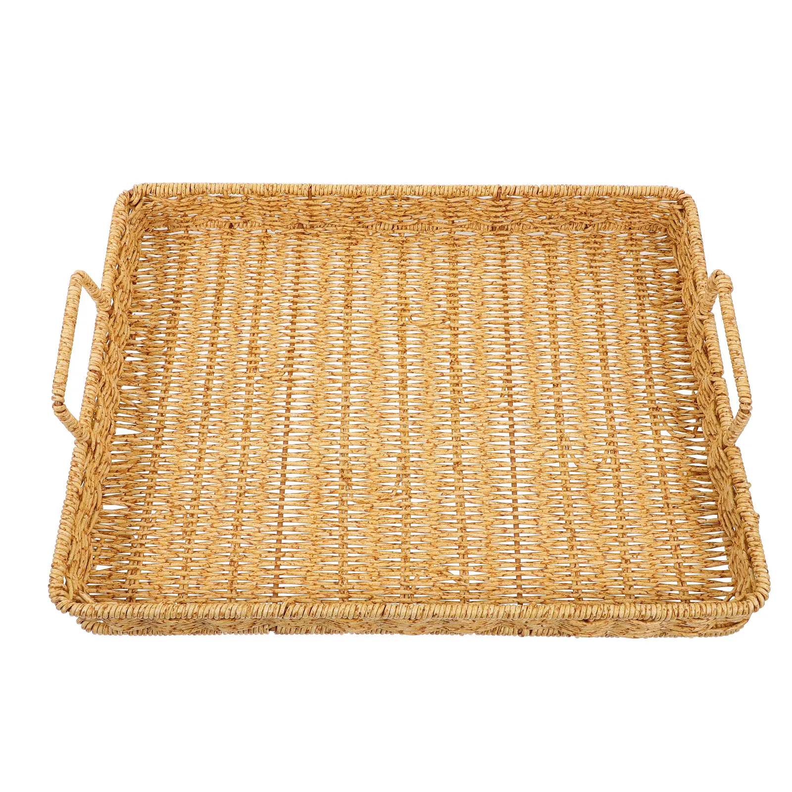Premium Bread Tray PP Material Double Handle Retro Design Multi Function Storage Tray for Bakery Restaurant Dessert Fruit Snacks