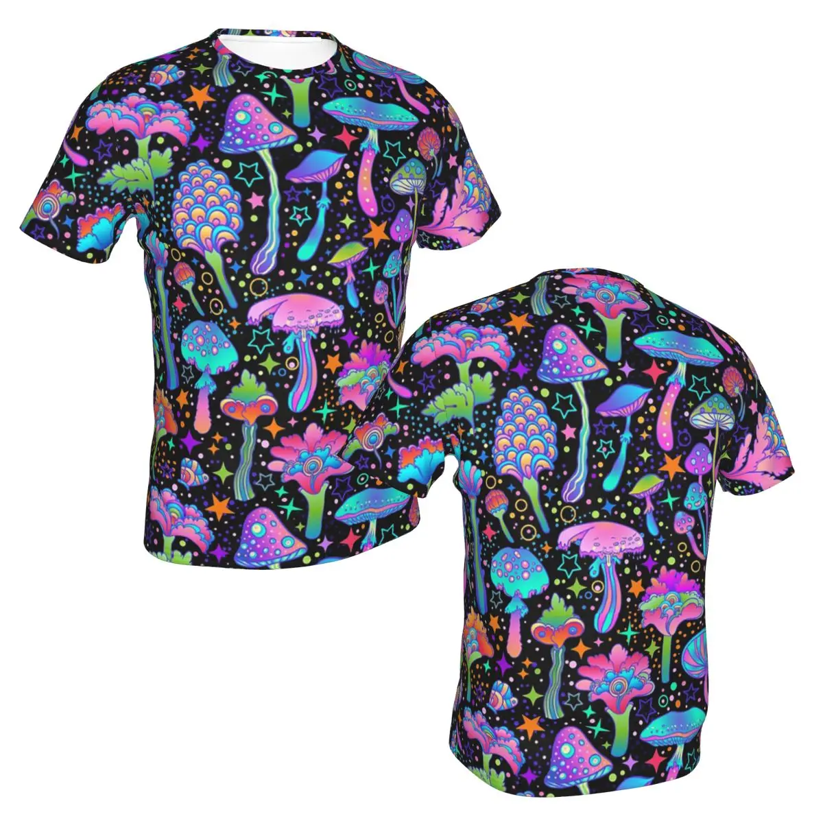100% Cotton Psychedelic Magic Mushrooms Print Lava T-Shirt Men's Funny T Shirt Men Round Neck Summer Shirts Tops
