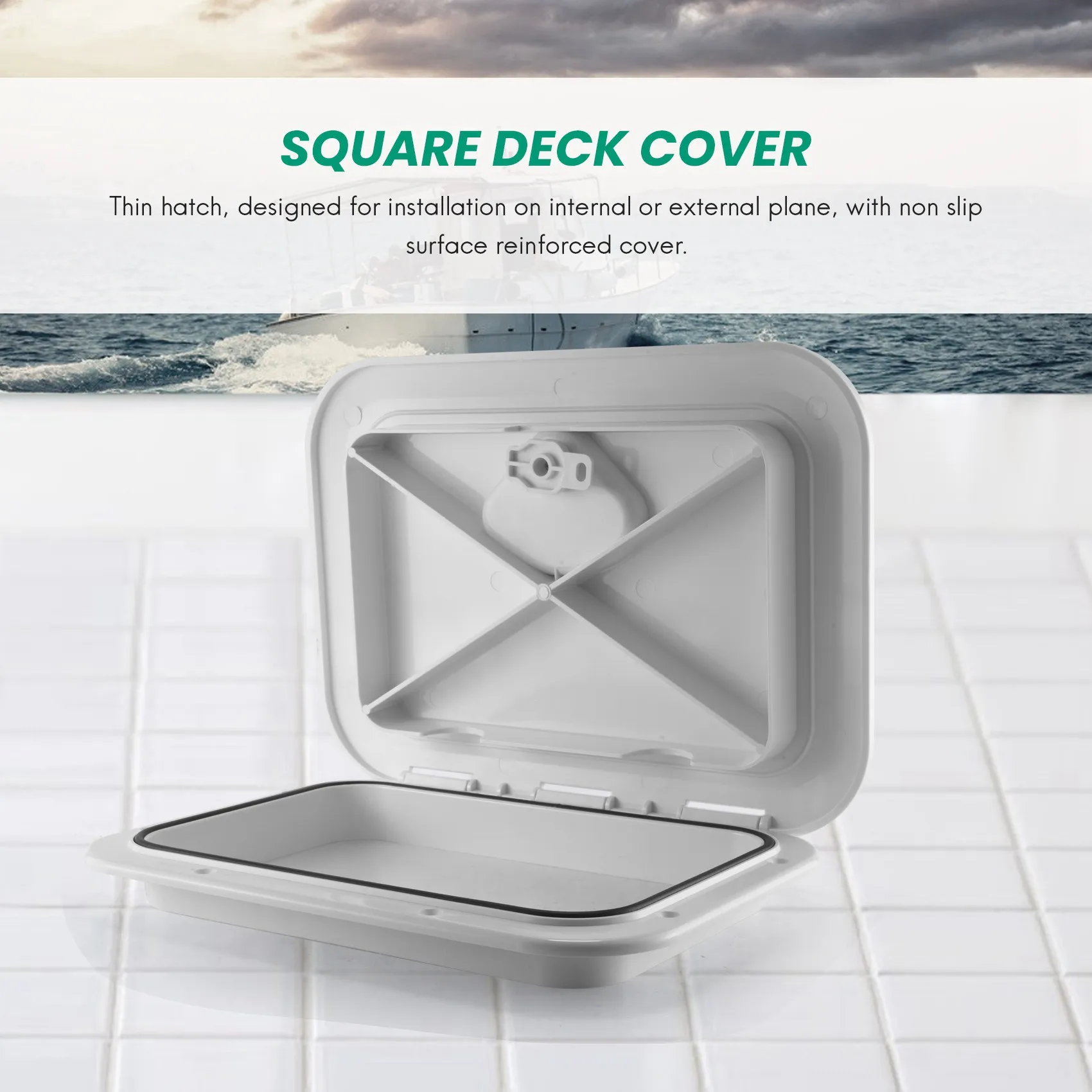 270 x 375Mm Plastic Anti Aging Ultraviolet White Deck Marine Hatch Deck Access Hatch Boat Hatches Inspection Yacht Cover RV