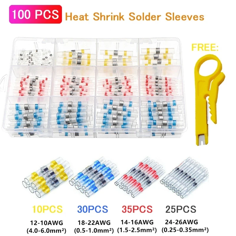 50/100/300/800/1000 Stuks Praktische Elektrische Waterdichte Afdichting Krimpkous Butt Terminals Soldeer mouw Draad Connectors