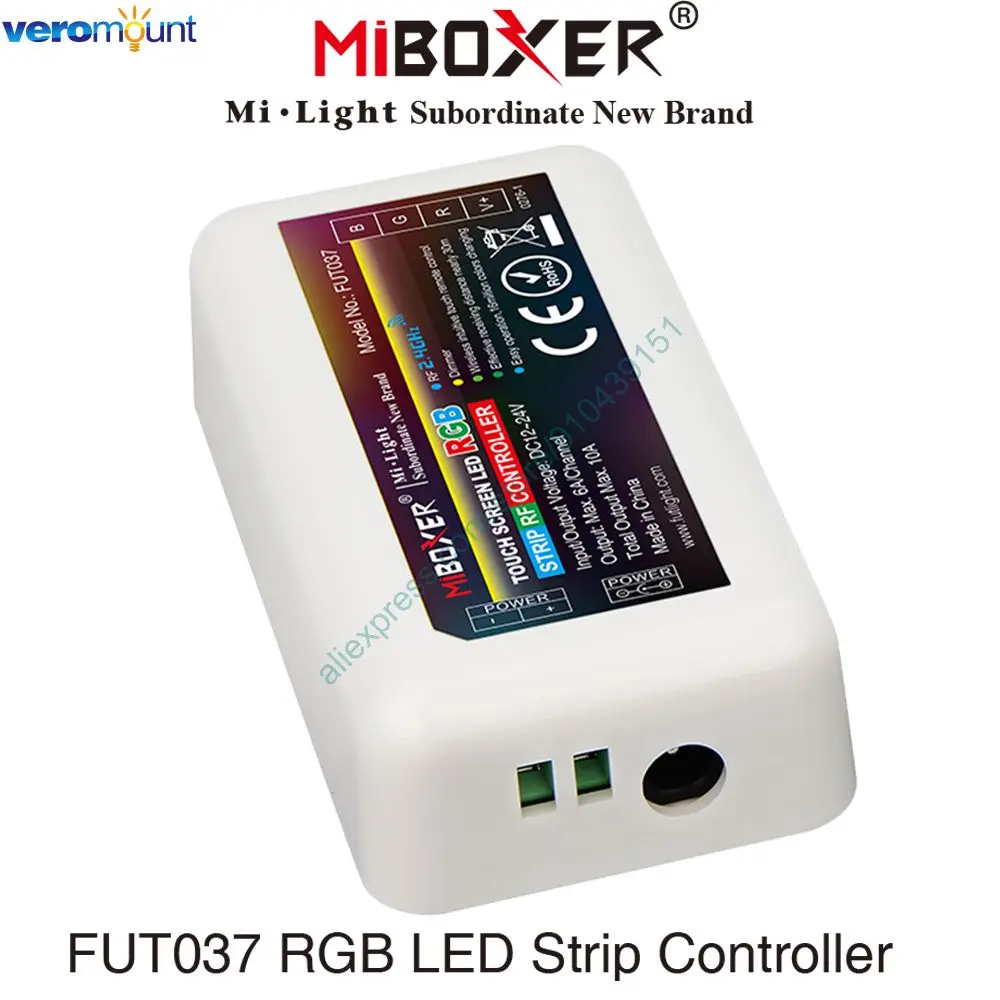 Miboxer FUT037 4-Zone Wireless DC12V 24V 10A RGB LED Strip Controller 2.4G RF Remote / WiFi APP / Alexa Google Voice Control