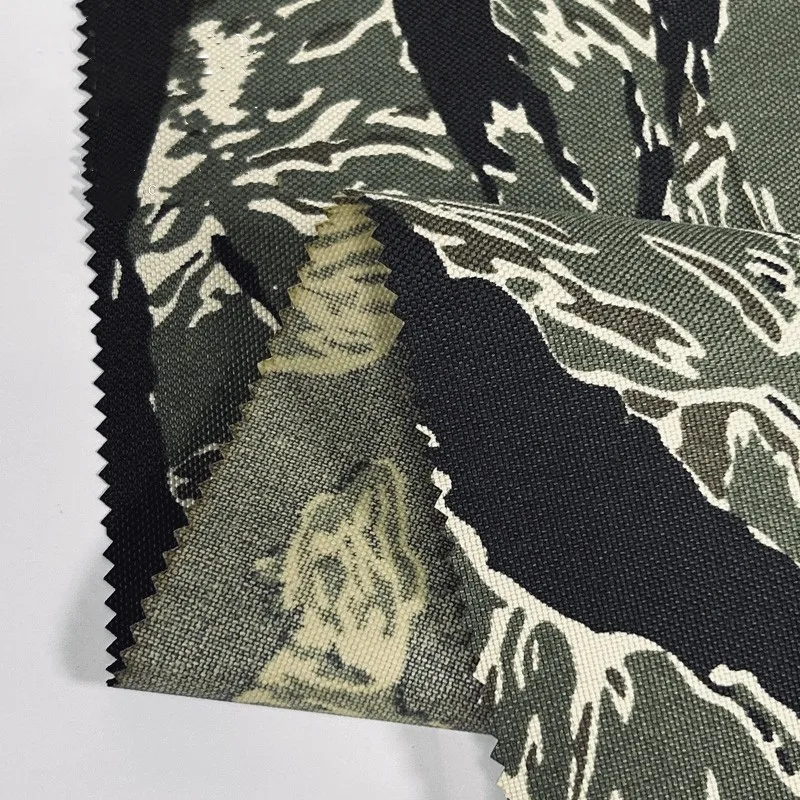 1000D Black Tiger Stripe Camouflage Polyester Oxford Fabric PU Coating Vest Knapsack DIY Cloth