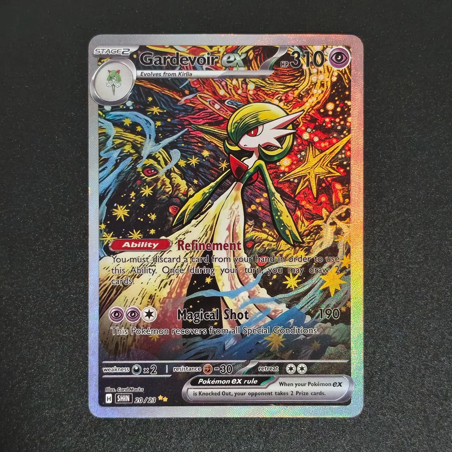 Self Made English Shining Charizard Mewtwo Gengar Espeon Gardevoir Meowth Mudkip Rapidash Game Anime Card Toy view 6