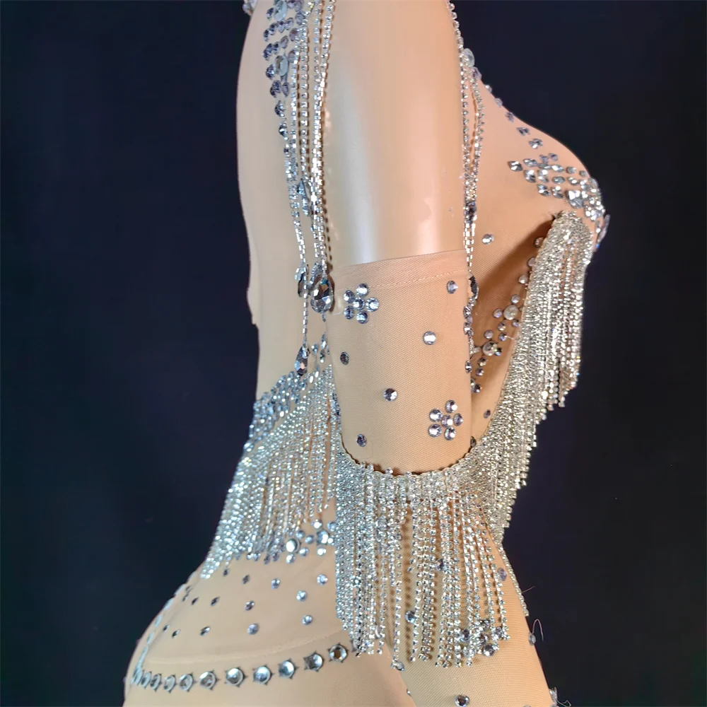 2025 Woman Elegant Evening Dresses Tassel Bead Luxury Long Dress Celebrity Hosting stage Performance Clothes Glitter Costume yk