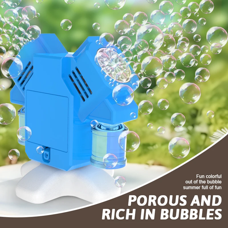 Children's Bubble Toy Double Head Rotating Light Bubble Machine Toy Parent Child Outdoor Game Without Battery Bubble Water