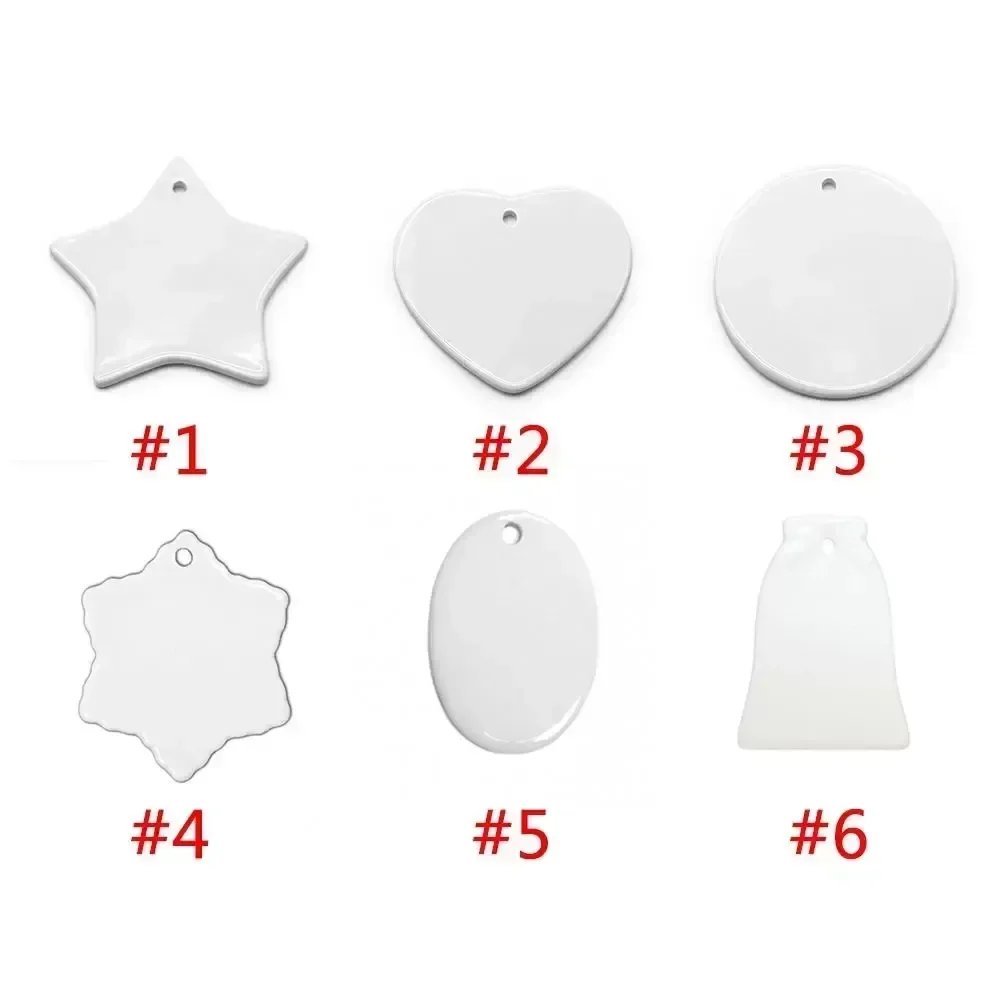 10 PCS Sublimation Ceramic Ornament Bulk Round Blank Ornament for Crafting DIY Personalized Christmas Home Decor, White