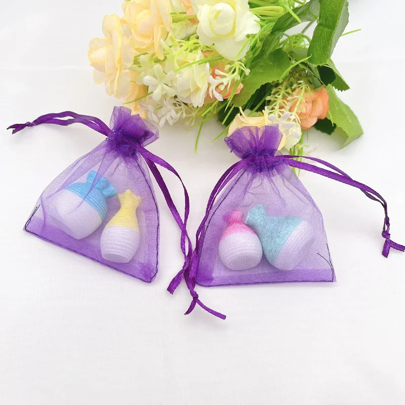 

500pcs Dark Purple Sachet Gift Bag Wedding Drawstring Organza Bag Purple Organza Gift Bags Packaging Jewelry Storage Bags Pouch