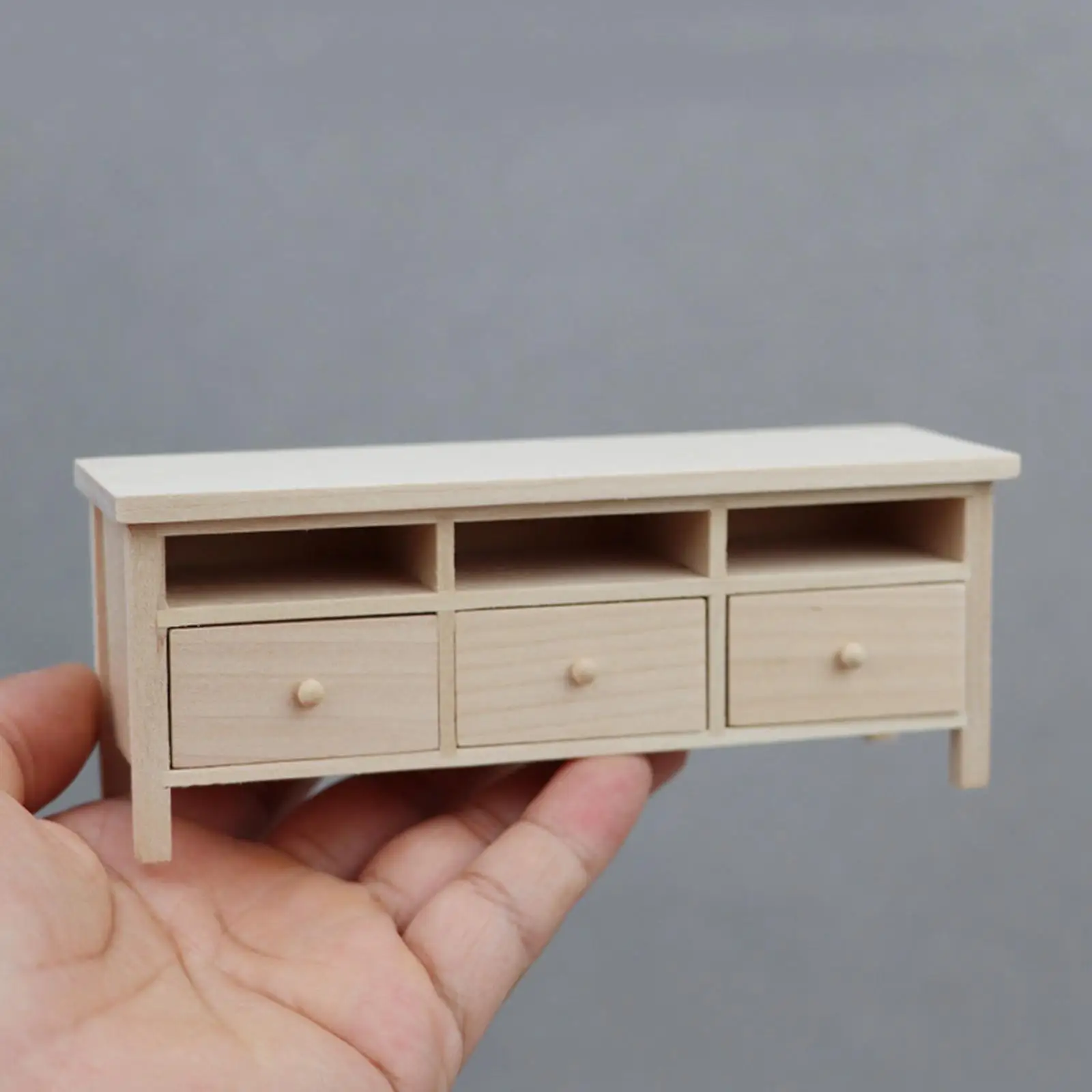 Meuble TV l'inventaire en bois non peint, maison de courses, meubles pour bricolage, ornements de scène, jouets pour maison de poupées, chambre à coucher, meuble TV, 1/12