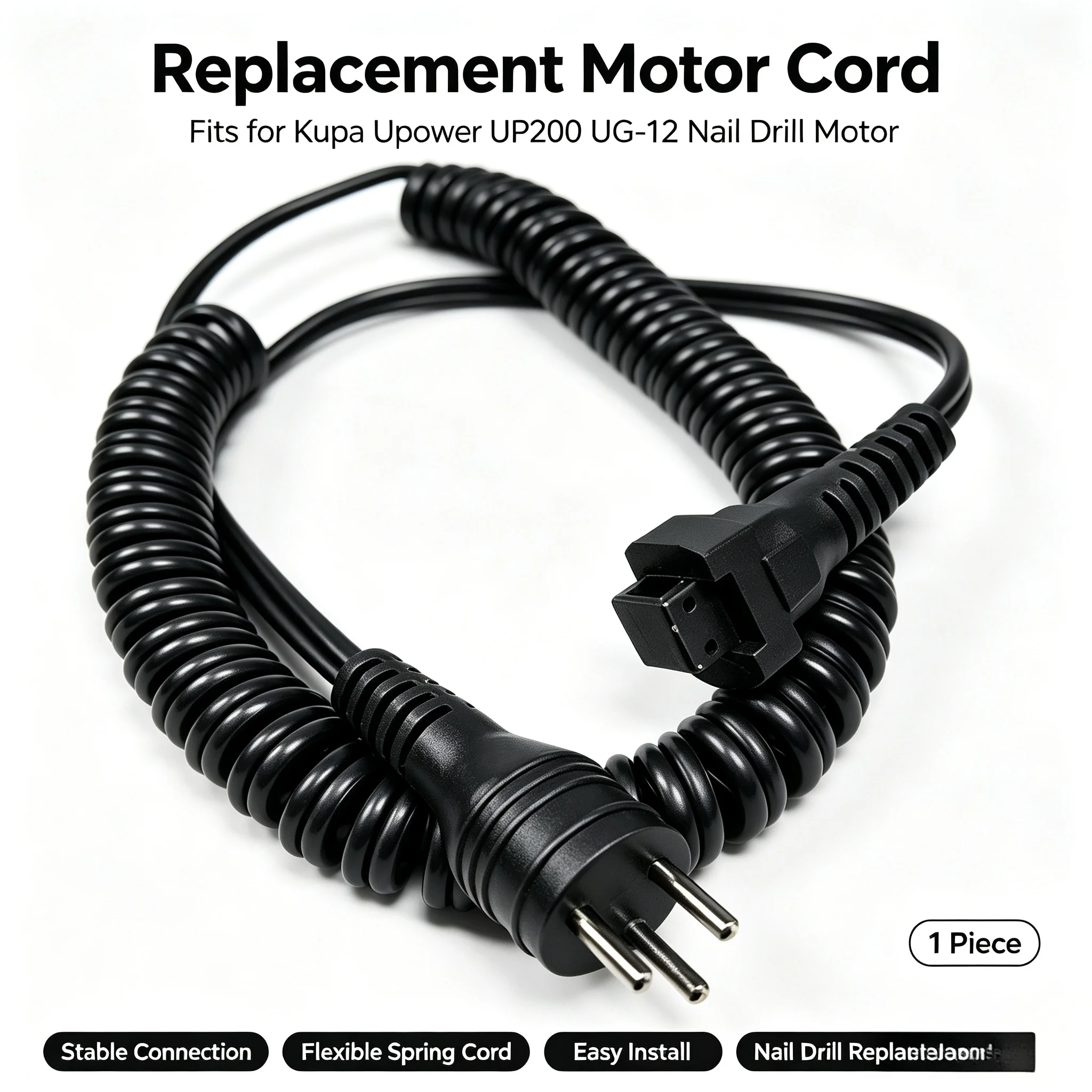 Replacement Motor Cord fits for Kupa Upower UP200 UG-12 Nail Drill Motor(1piece)Cloth