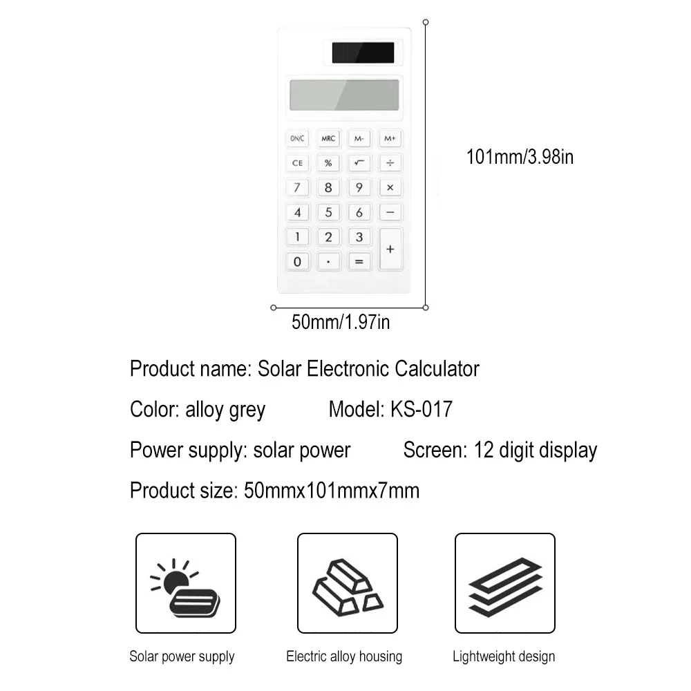 Mini calculadora silenciosa de 12 bits, calculadora Solar pequeña ultrafina, papelería para estudiantes, escuela y oficina, calculadora electrónica creativa