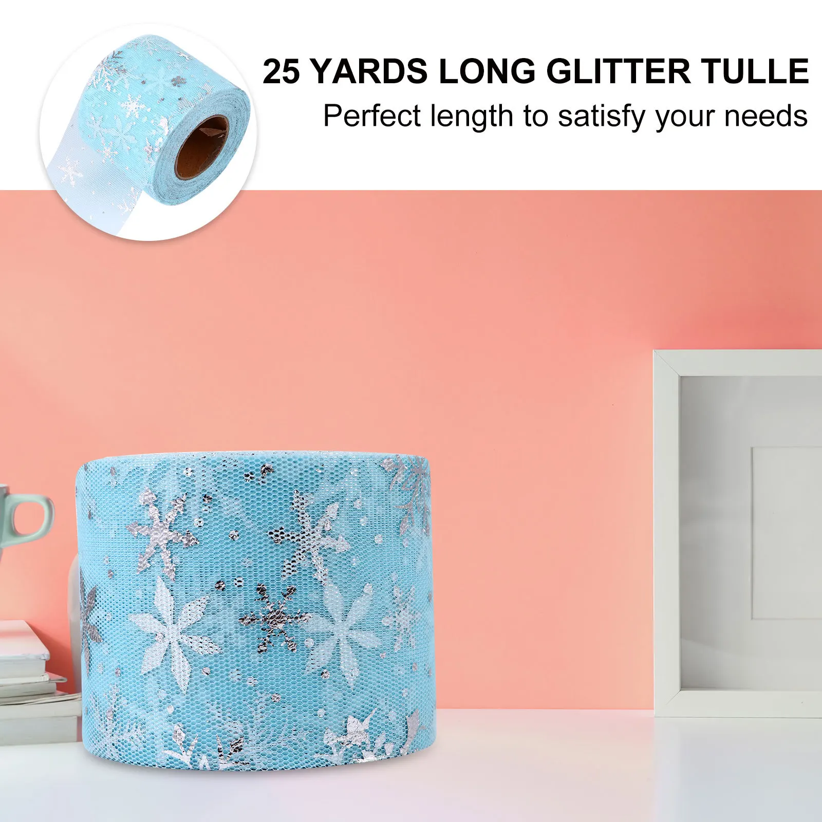 

1 Roll Snowflake Tulle Roll 6cm Wide 25 Yards Breathable Sun Resistant Gauze Yarn Christmas Wrapping Gift Wrap DIY Party