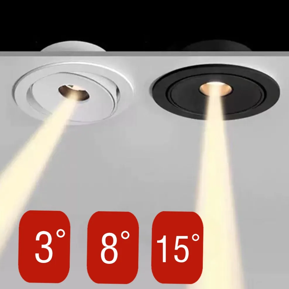 راحة LED COB جزءا لا يتجزأ من تجهيزات مصابيح السقف النازل التركيز أضواء كاشفة صغيرة زاوية شعاع ضيق 3 ° 8 ° 15 °   مصباح خزانة النبيذ