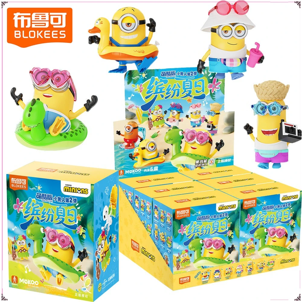

Original Blokees Minions Blind Box Colorful Summer Series Assembled Model Puzzle Toys Desktop Ornament Holiday Gifts Hot Sales