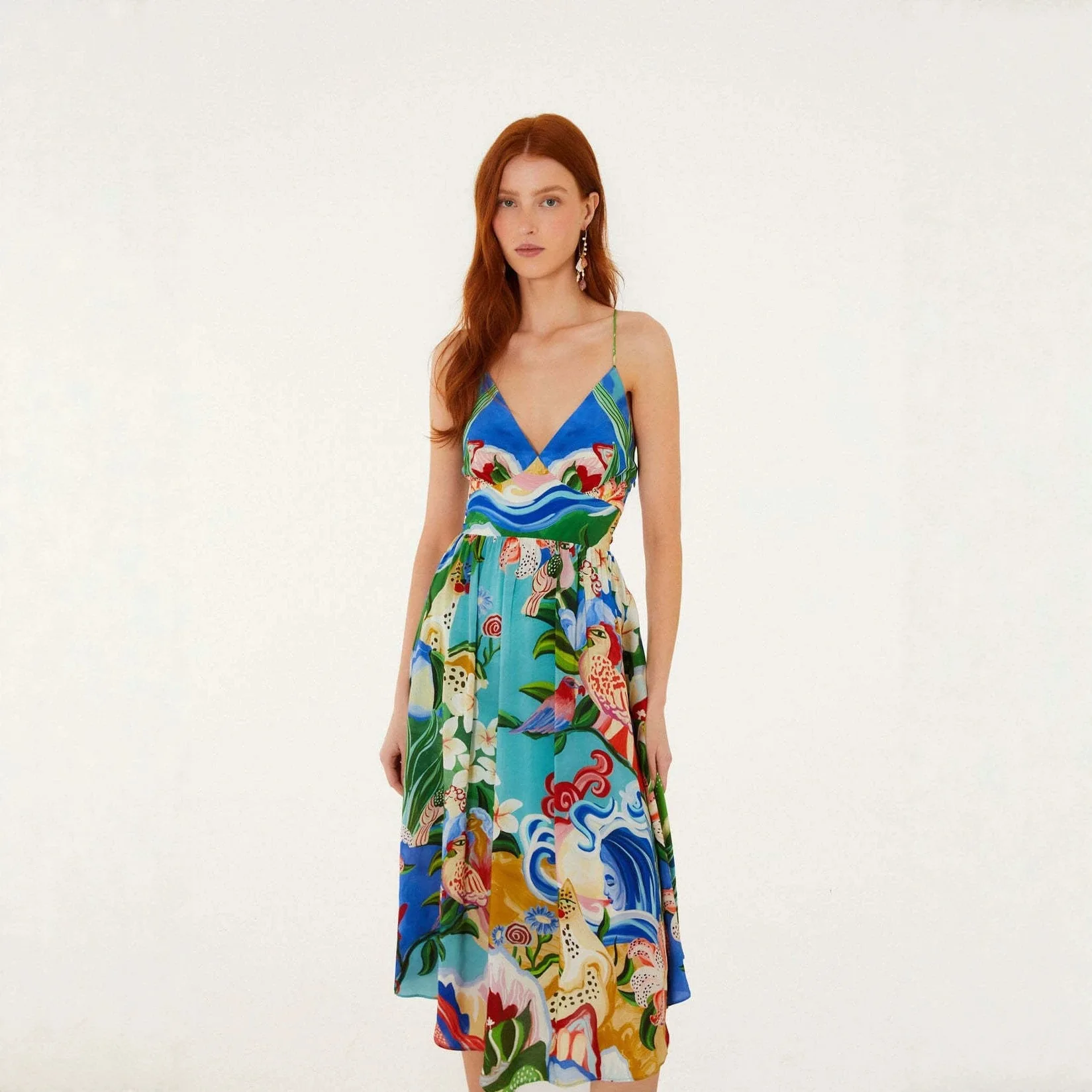 Summer 2026 High Waist Floor Length A-Line Printed Halter Dress Sexy Backless Strapless Beach Holiday Dress Casual Date Dress