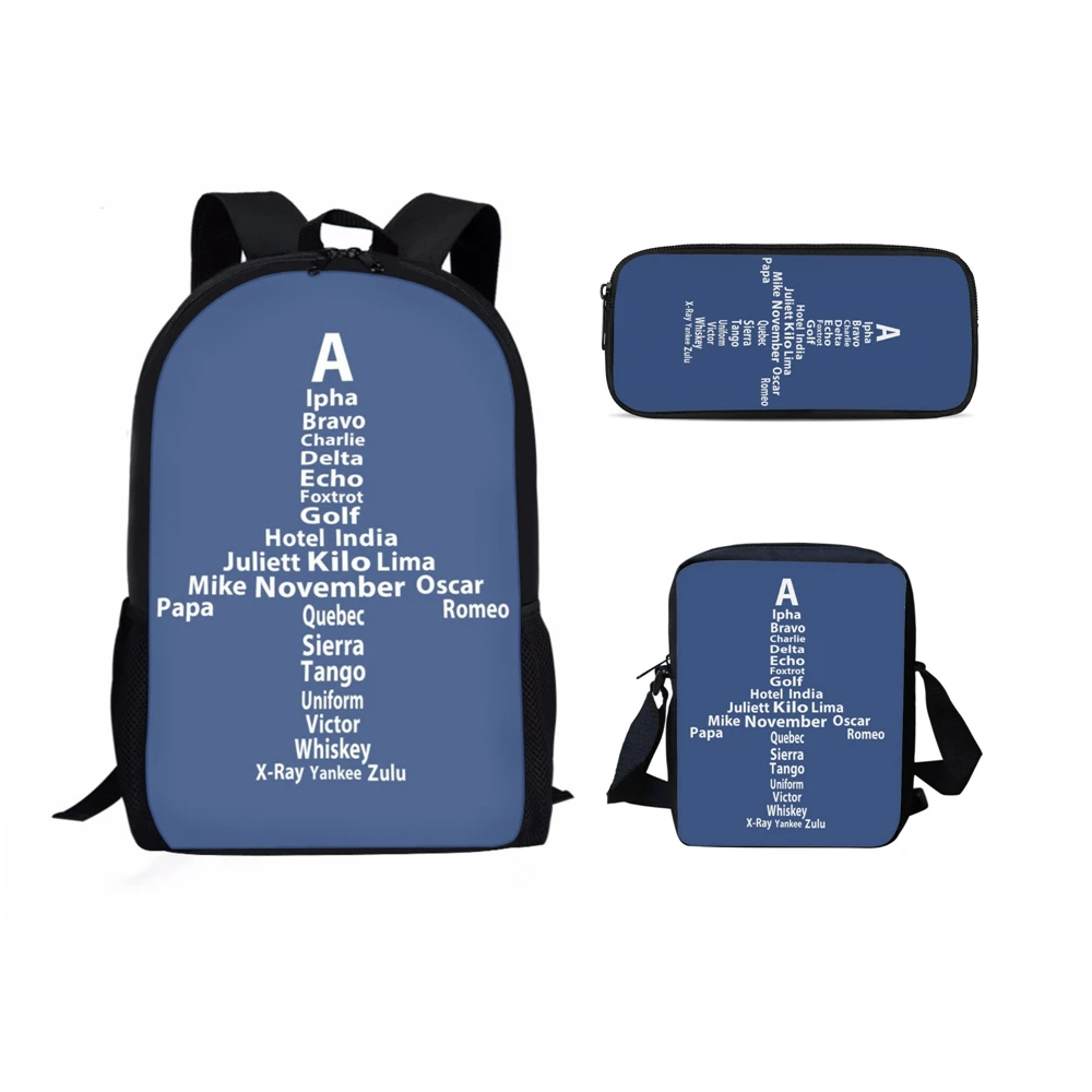 

Harajuku Youthful Funny Letter Airplane 3D Print 3pcs/Set Student Travel bags Laptop Daypack Backpack Shoulder Bag Pencil Case