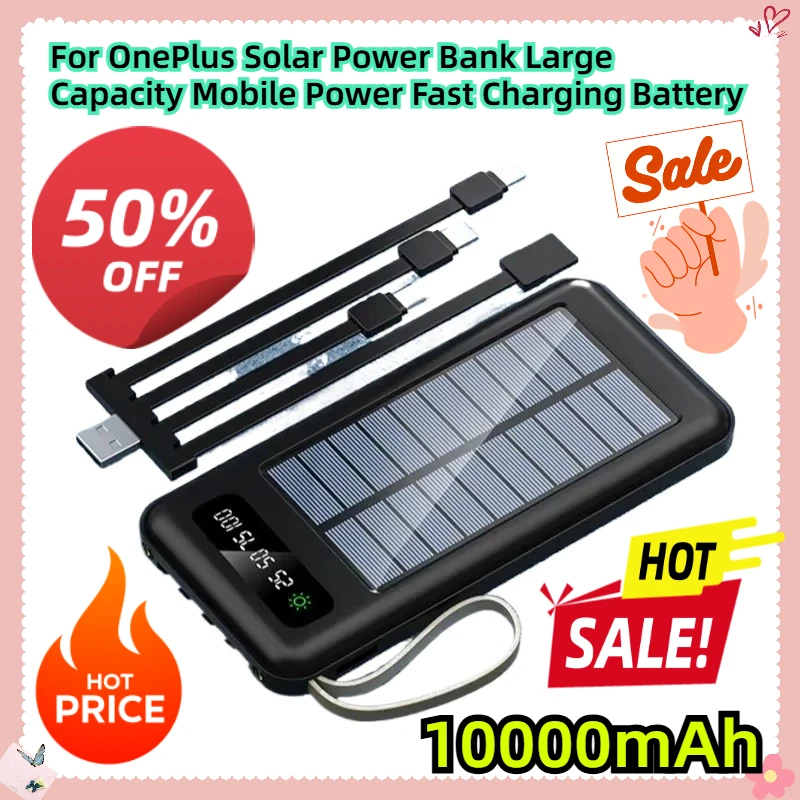 

For OnePlus Solar Power Bank 10000mAh Large Capacity Mobile Power Fast Charging Battery