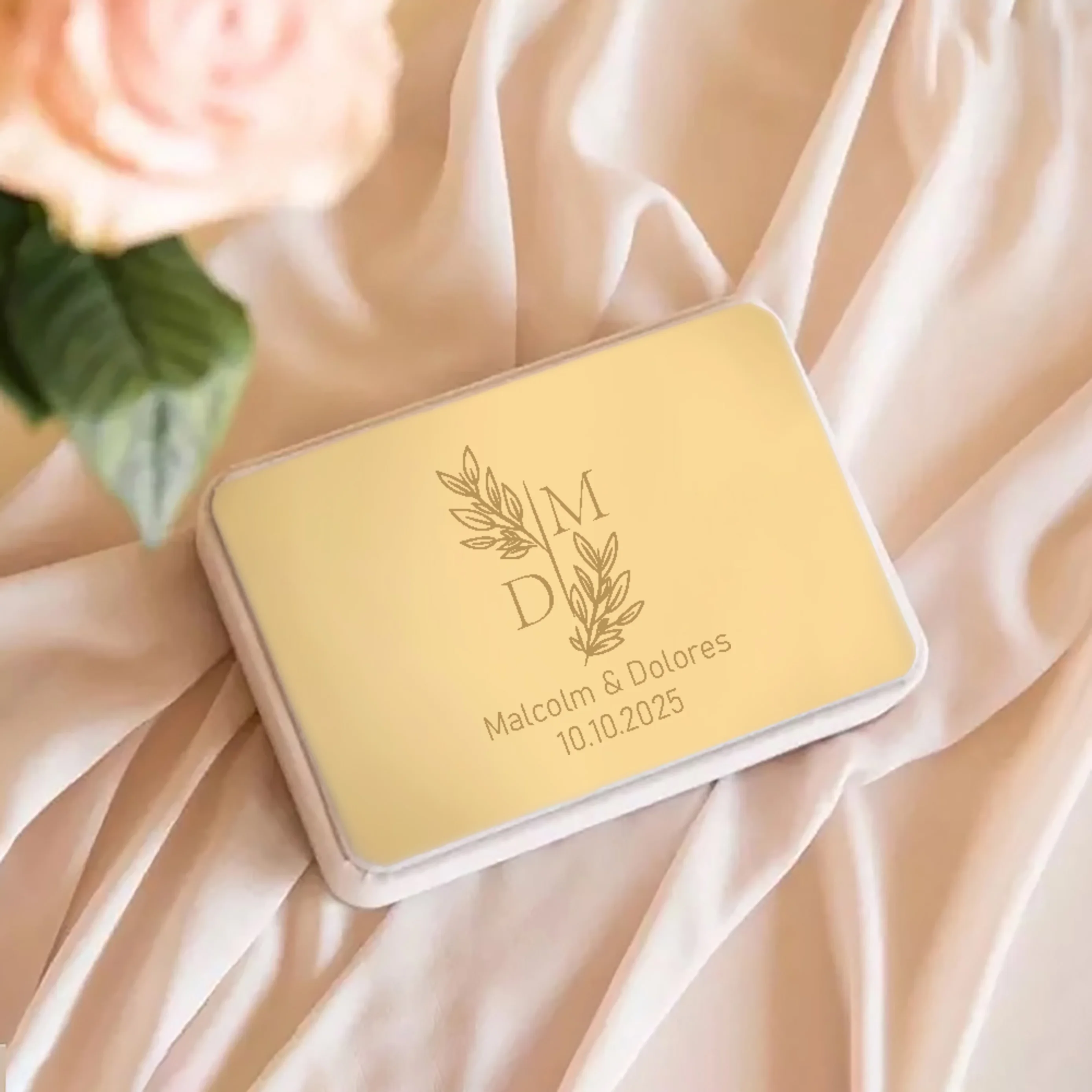 

Personalise Flannel Jewelry Box with Engraved Acrylic Mirror Cover Cutom Wedding Ring Box Necklace Ring Earring Bracelet Gift