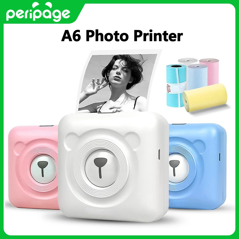 PeriPage A6 Portable Mini Thermal Label Photo Pocket Printer Self-adhesive Labels Printer For Mobile Pocket Printer